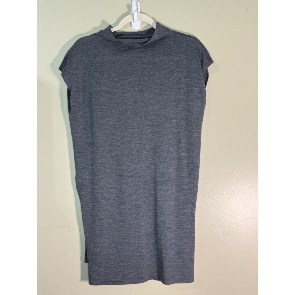 Cynthia Rowley Gray Extrafine Merino Wool Mock Neck Sleeveless Sweater Large